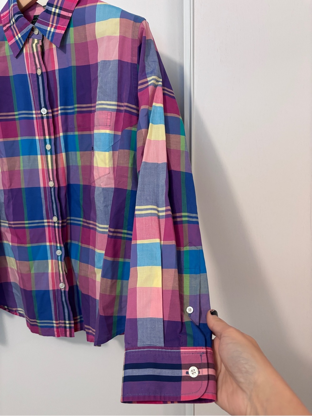 Vintage Ralph Lauren Womens Multicolor Plaid Button Down Shirt Size XL Hamptons - Picture 3 of 8
